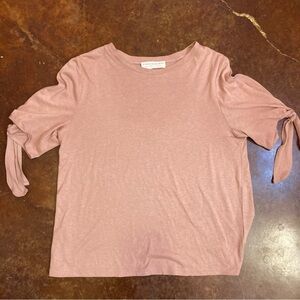 4/$20 Ladies Blush Pink Tie Sleeve Blouse